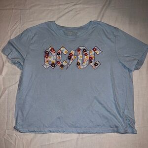 AC/DC Light Blue T-Shirt with Floral Graphic